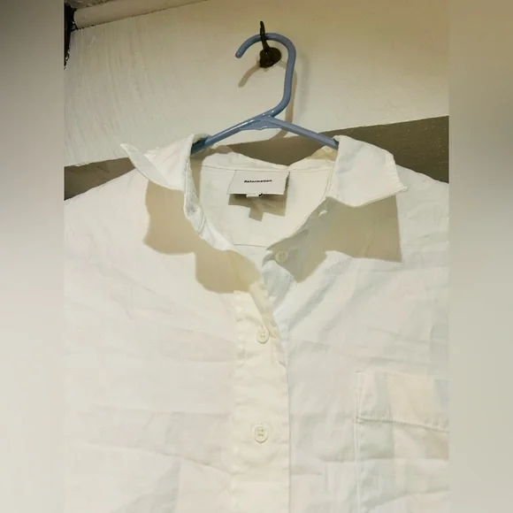 Reformation $128 Will Oversized White Button Down Shirt | Size S - Picture 10 of 13